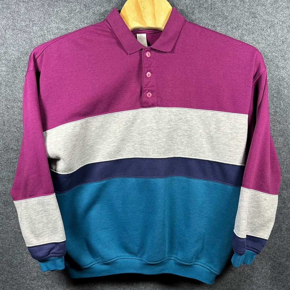 Vintage Penguin Sport Color Block Rugby Shirt Men's XLT Long Sleeve‎ Collared